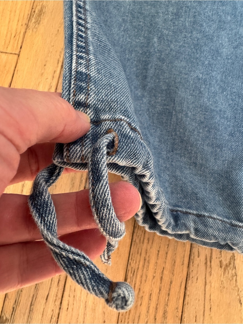 Vanilla Star Denim Cargo Drawstring Ankle Tie Light Wash Utility Jeans Size L - Picture 2 of 8